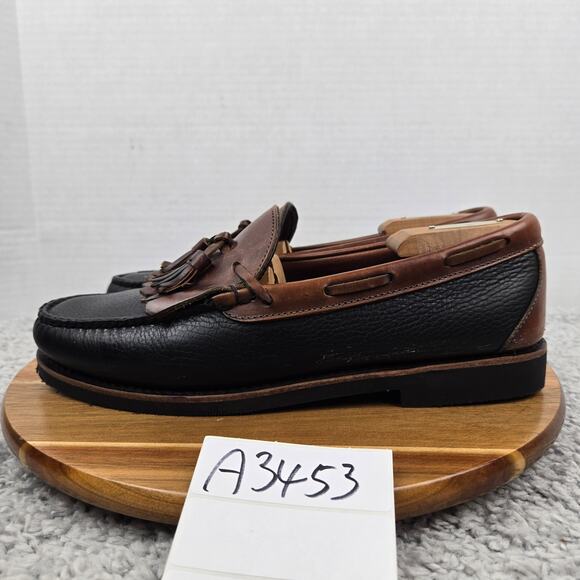 Allen Edmonds Nashua Brown Black Two Tone Kiltie Tassel Fringe Loafer Men 10.5 D - Picture 1 of 14